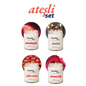4 Adet Doğal Özel Seri Kokulu Dekoratif Kavanoz Mum 4x210 Cc - Ateşli Set - Ryl