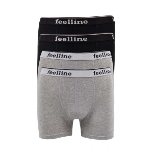 4 Adet Feelline Siyah Ve Gri Pamuklu Doğal Likralı Erkek Boxer