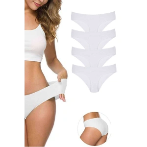 4 Adet Kadın Dikişsiz Lazer Kesim Esnek İz Yapmayan Külot Beyaz