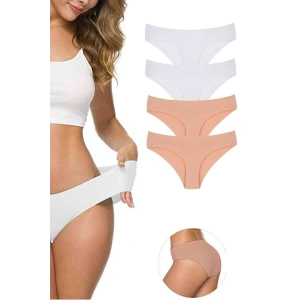 4 Adet Kadın Dikişsiz Lazer Kesim Esnek İz Yapmayan Külot S3