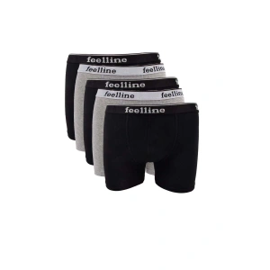 5 Adet Feelline Siyah Ve Gri Pamuklu Doğal Likralı Erkek Boxer