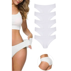 5 Adet Kadın Dikişsiz Lazer Kesim Esnek İz Yapmayan Külot Beyaz