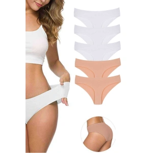 5 Adet Kadın Dikişsiz Lazer Kesim Esnek İz Yapmayan Külot S3