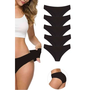 5 Adet Kadın Dikişsiz Lazer Kesim Esnek İz Yapmayan Külot Siyah