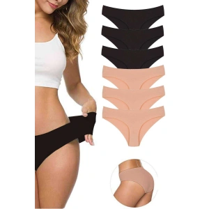 6 Adet Kadın Dikişsiz Lazer Kesim Esnek İz Yapmayan Külot S2