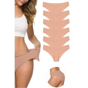 6 Adet Kadın Dikişsiz Lazer Kesim Esnek İz Yapmayan Külot Ten