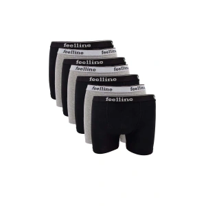 7 Adet Feelline Siyah Ve Gri Pamuklu Doğal Likralı Erkek Boxer