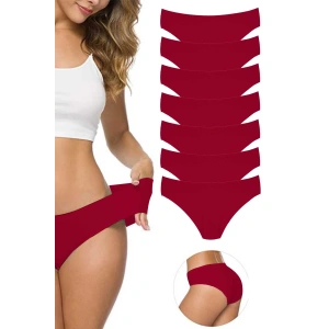 7 Adet Kadın Dikişsiz Lazer Kesim Esnek İz Yapmayan Külot Bordo