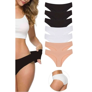 7 Adet Kadın Dikişsiz Lazer Kesim Esnek İz Yapmayan Külot S4