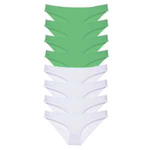 8 Adet Eko Set Likralı Kadın Slip Külot Yeşil Beyaz