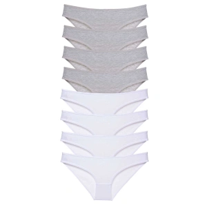 8 Adet Süper Eko Set Likralı Kadın Slip Külot Gri Beyaz