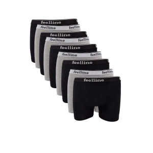 9 Adet Feelline Siyah Ve Gri Pamuklu Doğal Likralı Erkek Boxer