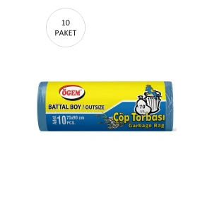 Battal Boy Çöp Torbası 75 X 90 Cm 10 Lu Rulo X 10 Paket = 100 Adet (mavi)