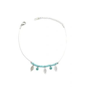 Boncuklu Yonca Halhal - Gümüş