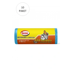 Büyük Boy Çöp Torbası 65 X 80 Cm 10 Lu Rulo X 10 Paket = 100 Adet (mavi)