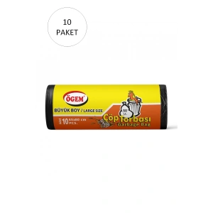 Büyük Boy Çöp Torbası 65 X 80 Cm 10 Lu Rulo X 10 Paket = 100 Adet (siyah)