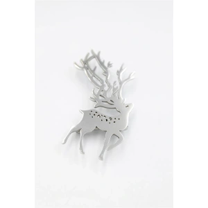 Çelik Geyik Broş - Gümüş
