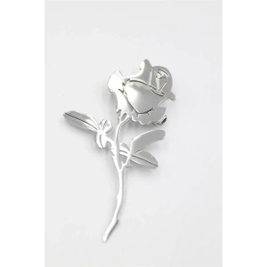 Çelik Gül Broş - Gümüş