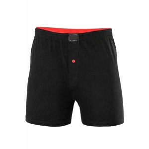 Düğmeli Pamuklu Erkek Penye Boxer Büyük Beden Siyah - 1278a