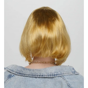 Düz Kesim Küt Parti Peruğu Altın Renk