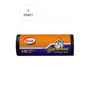 Endüstriyel Battal Boy Çöp Torbası 72 X 95 Cm 10 Lu Rulo X 5 Paket = 50 Adet (siyah)
