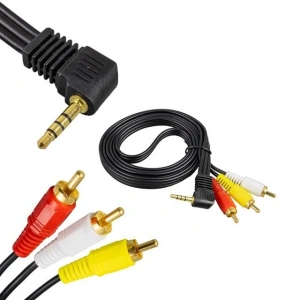 Fully G-523A 3.5 mm Stereo Erkek / 3 RCA 1.5 Metre Uzun Jack Uydu Alıcısı AV Kablo