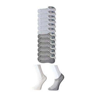 Gri Ve Beyaz Erkek Görünmez Çorap 12 Çift