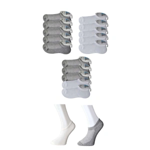 Gri Ve Beyaz Erkek Görünmez Çorap 15 Çift