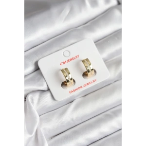 HarmonyAura 14K Gold Renk Kaplama Zirkon Taşlı Halka Model CM Kadın Küpe