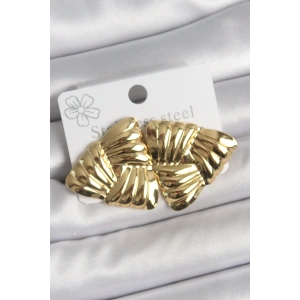HarmonyAura 316 Çelik Gold Renk İşlemeli Üçgen Model Kadın Küpe