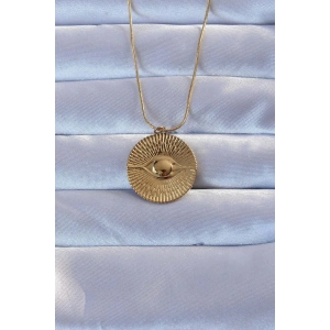 HarmonyAura 316L Altın Renk İşlemeli Göz Kolye