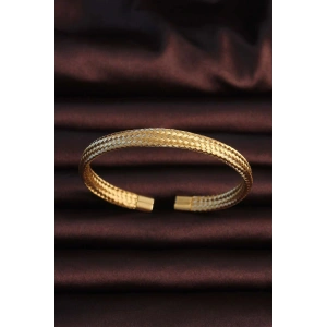 HarmonyAura 316L Çelik Altın Renk Hasır Görünüm Erkek Bileklik