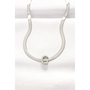 HarmonyAura 316L Çelik C Harfli Silver Renk İtalyan Zincirli Kolye