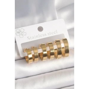 HarmonyAura 316L Çelik Gold Renk Halka Model Kadın Küpe Seti