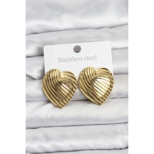 HarmonyAura 316L Çelik Gold Renk Kalp Model Kadın Küpe