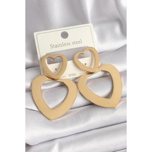 HarmonyAura 316L Çelik Gold Renk Kalp Model Kadın Küpe