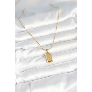 HarmonyAura 316L Çelik Gold Renk Külçe Altın Model Kolye