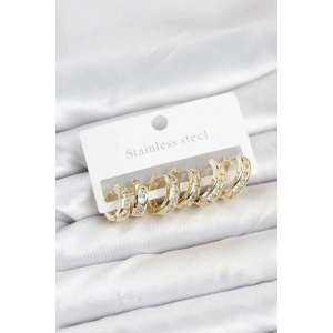 HarmonyAura 316L Çelik Gold Renk Su Yolu Halka Küpe Seti