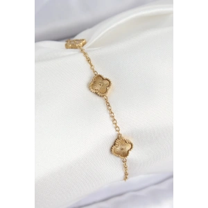 HarmonyAura 316L Çelik Gold Renk Yonca Kadın Bileklik