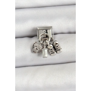 HarmonyAura 316L Çelik Gümüş Renk Bebek Konsept Nomination Charm