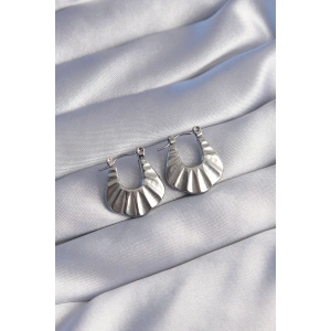 HarmonyAura 316L Çelik Gümüş Renk Kabartmalı Görünüm Küpe