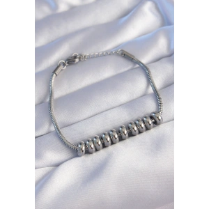 HarmonyAura 316L Çelik Gümüş Renk Oval Figürlü Bileklik