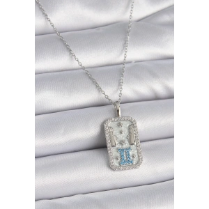 HarmonyAura 316L Çelik Gümüş Renk Zincir İkizler Burcu Zirkon Taşlı Kadın Kolye