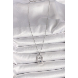 HarmonyAura 316L Çelik Gümüş Renk Zincir Zirkon Taşlı Göz Yıldız Model Kadın Kolye