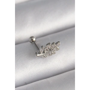 HarmonyAura 316L Çelik Gümüş Renk Zirkon Taşlı Dal Tragus Piercing