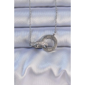 HarmonyAura 316L Çelik Gümüş Renk Zirkon Taşlı Kolye