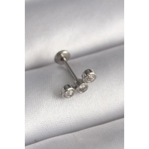 HarmonyAura 316L Çelik Gümüş Renk Zirkon Taşlı Tragus Piercing