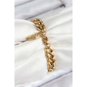 HarmonyAura 316L Çelik Klasik Kalın Zincir Model Gold Renk Kadın Bileklik