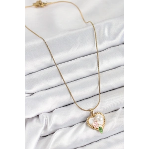 HarmonyAura 316L Çelik Sanatsal Portre Model Gold Renk Kadın Kolye