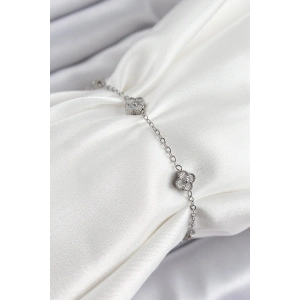 HarmonyAura 316L Çelik Yonca Model Gümüş Renk Kadın Bileklik